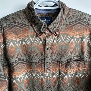 American Eagle Outfitters Vintage Patterns Casual Button Down Shirt